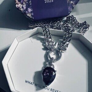 AMETHYST CZ ON RHODIUM PLATING "PICTURE THE STARES" FEBRUARY BIRTHDAY COLLECTION